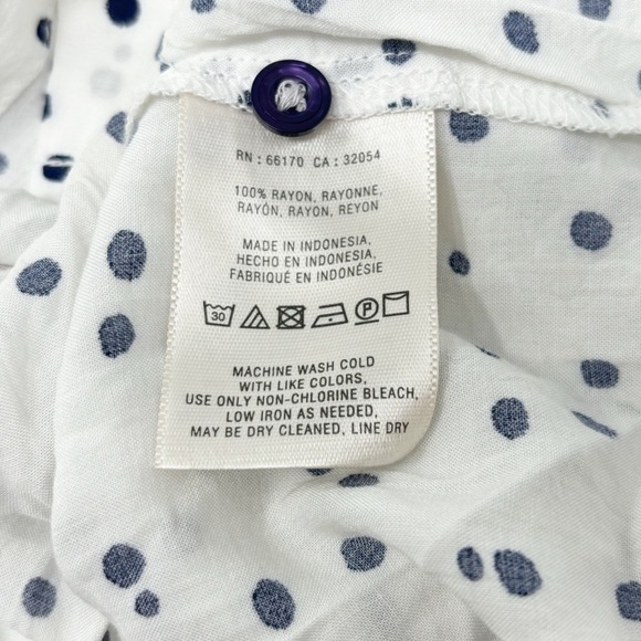 ANTHROPOLOGIE MAEVE Women’s Navy Blue White ART HOUSE Polka Dot Button Up Top 4 - Picture 6 of 7